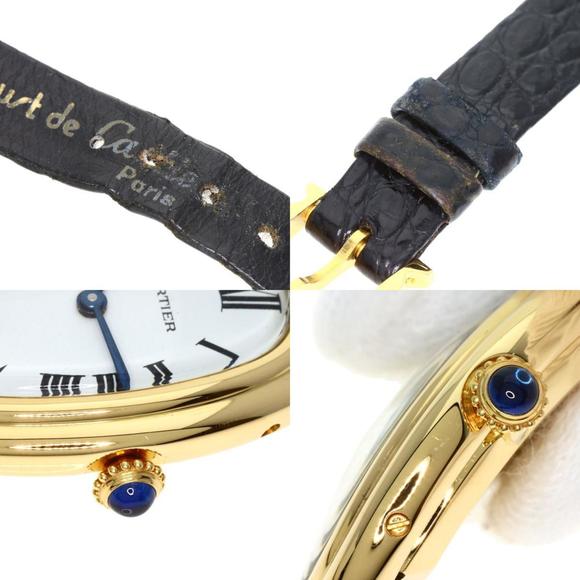 Cartier Baignoire Manufacturer Complete Watch K18 Yellow Gold/Leather Ladies ... - Picture 8 of 10